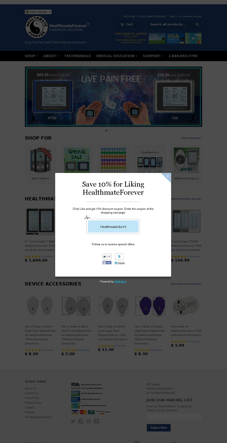 Modular Shopify theme site example healthmateforever.com