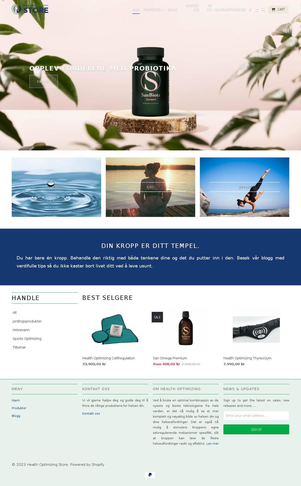healthoptimizingstore.com — Shopify storefront screenshot