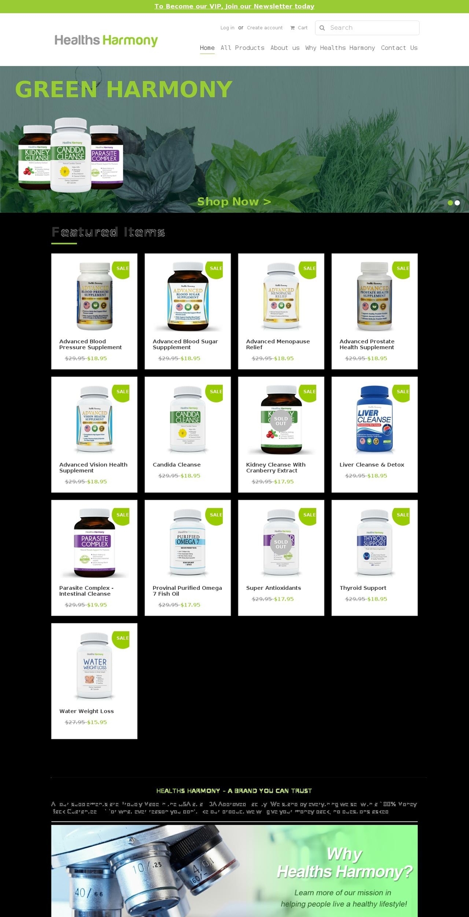 healthsharmony.com shopify website screenshot