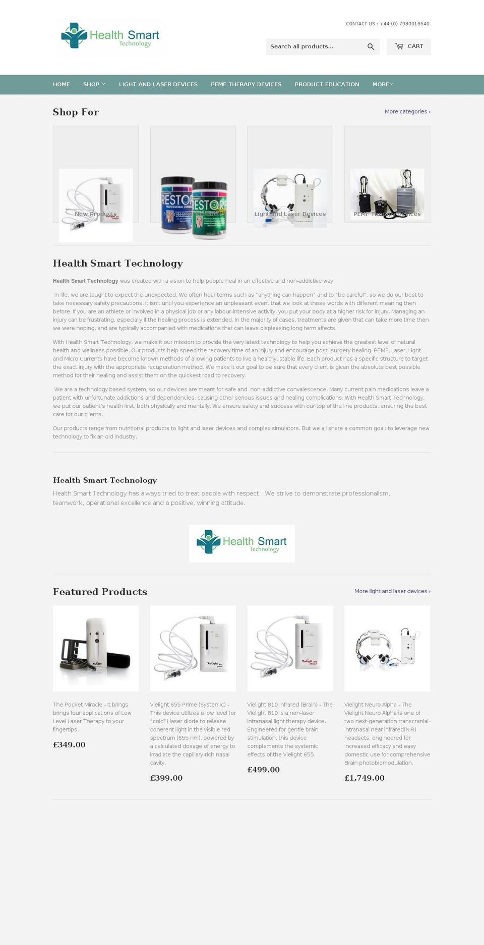 healthsmarttechnology.com — Shopify storefront screenshot