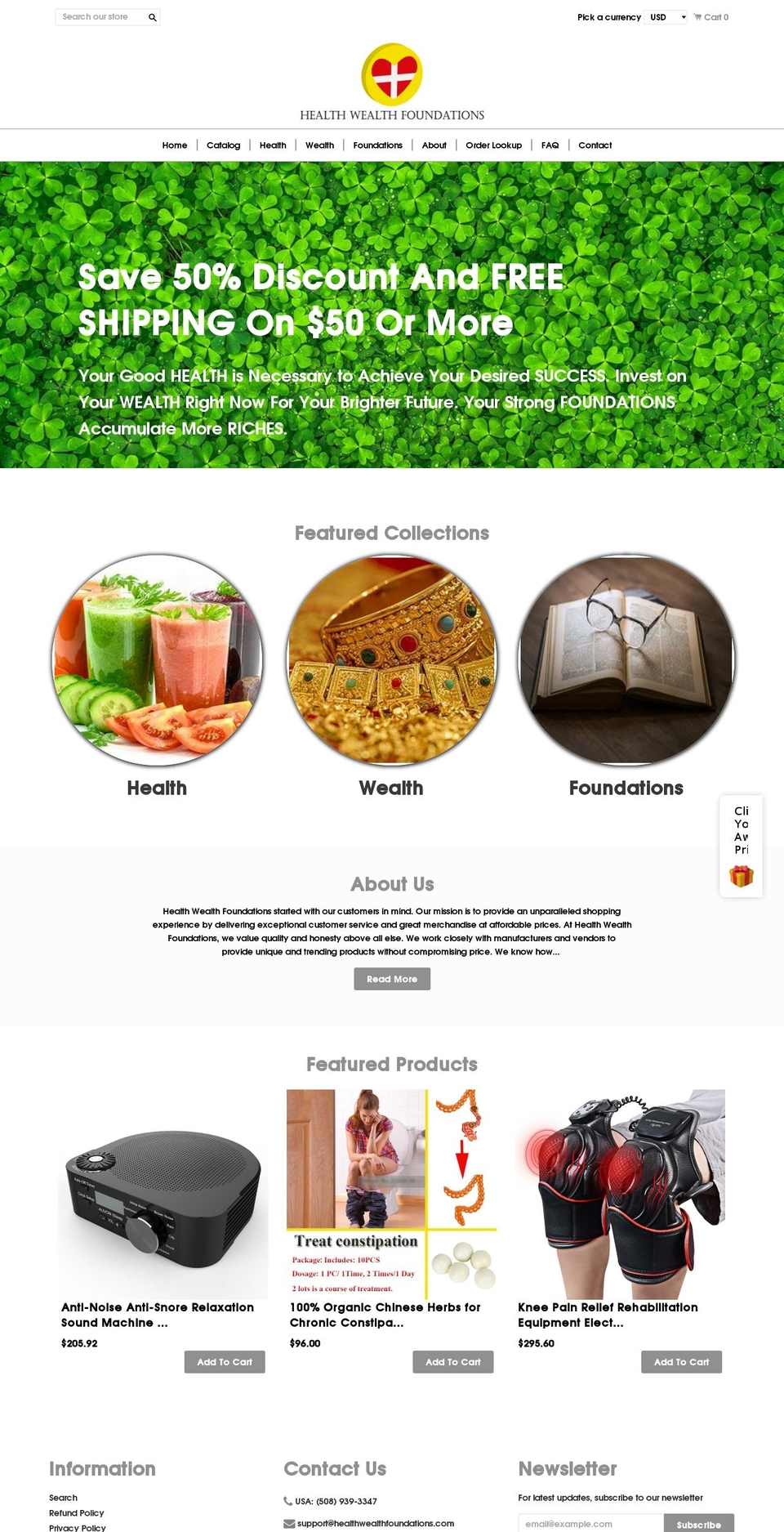 Wellness Shopify theme site example healthwealthfoundations.com