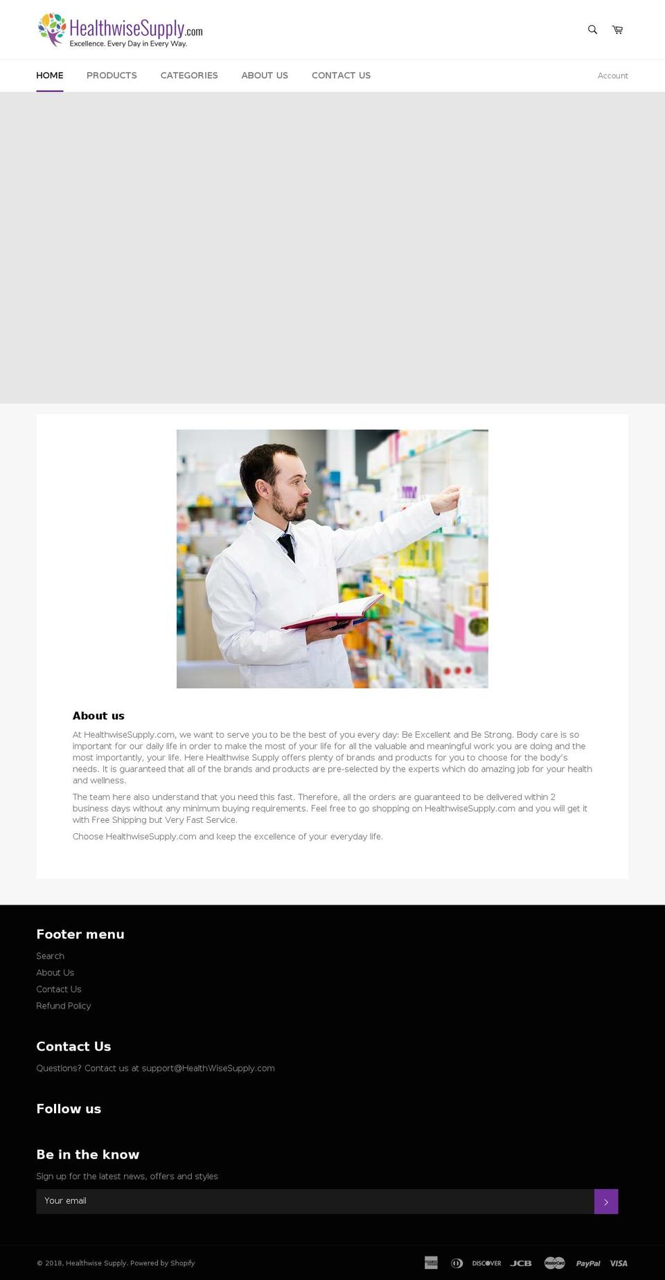 healthwisesupply.com — Shopify storefront screenshot