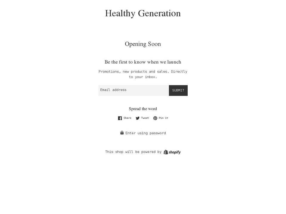 healthy-generation.myshopify.com shopify website screenshot