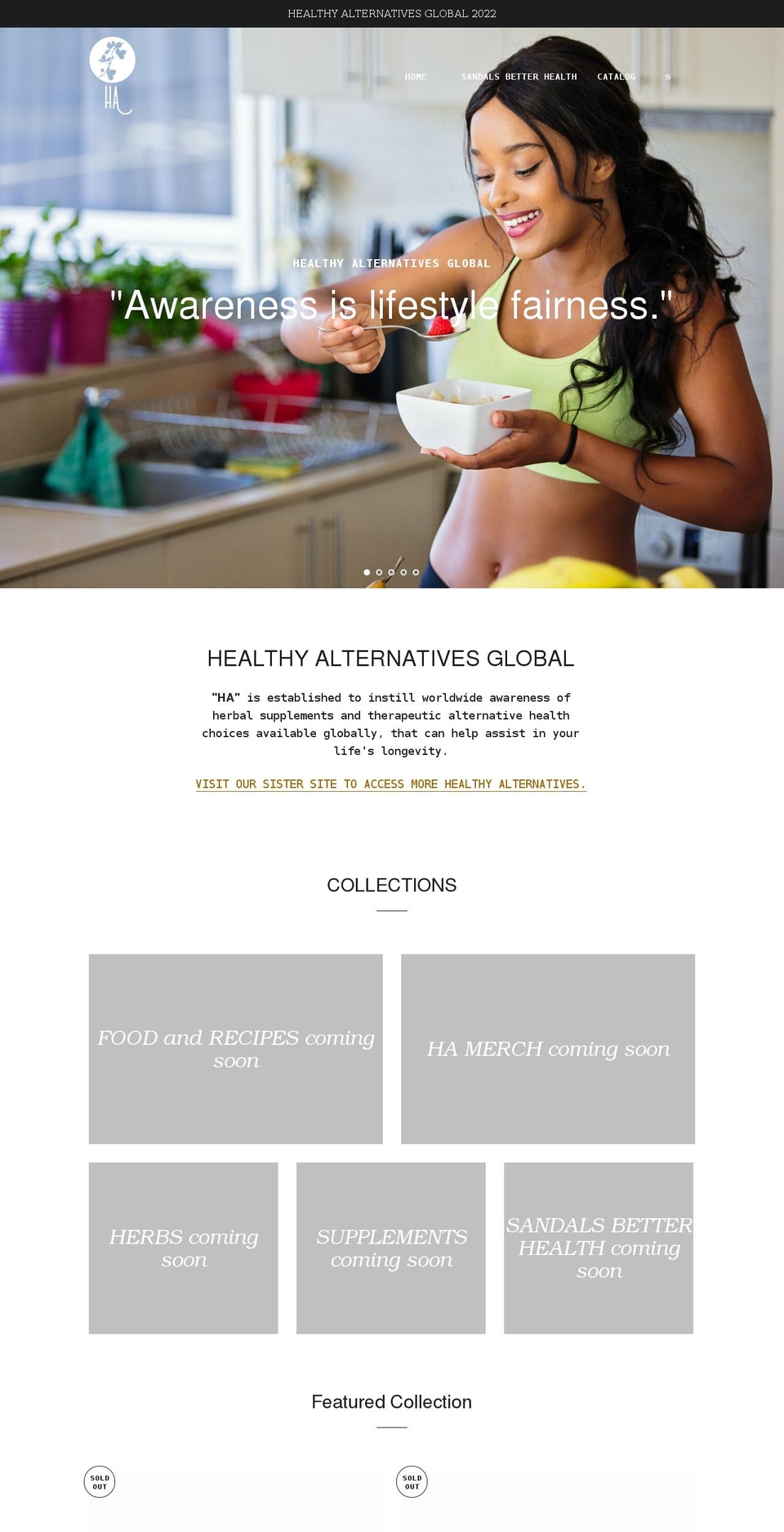 healthyalternativesglobal.com shopify website screenshot