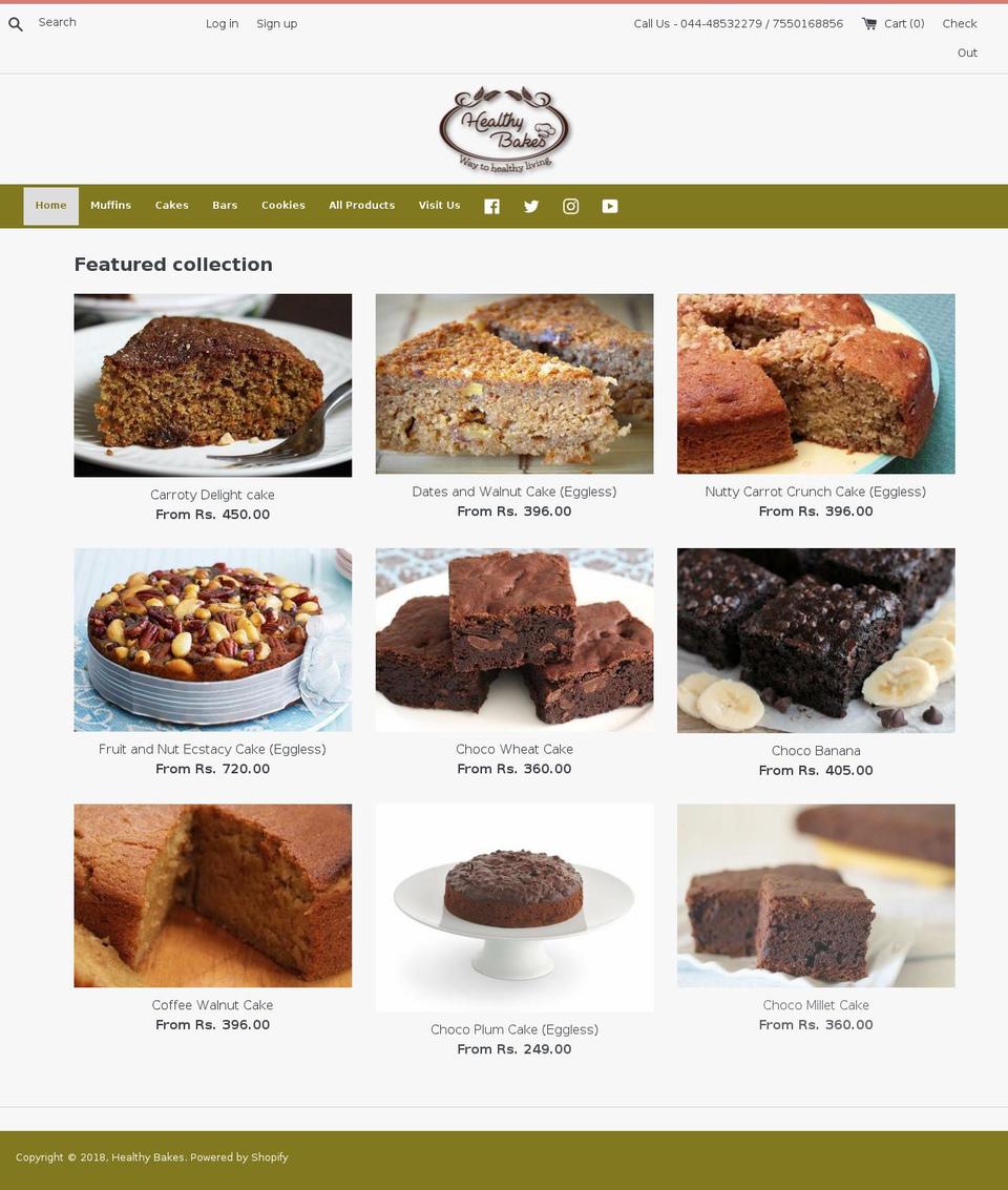 healthybakes.in shopify website screenshot