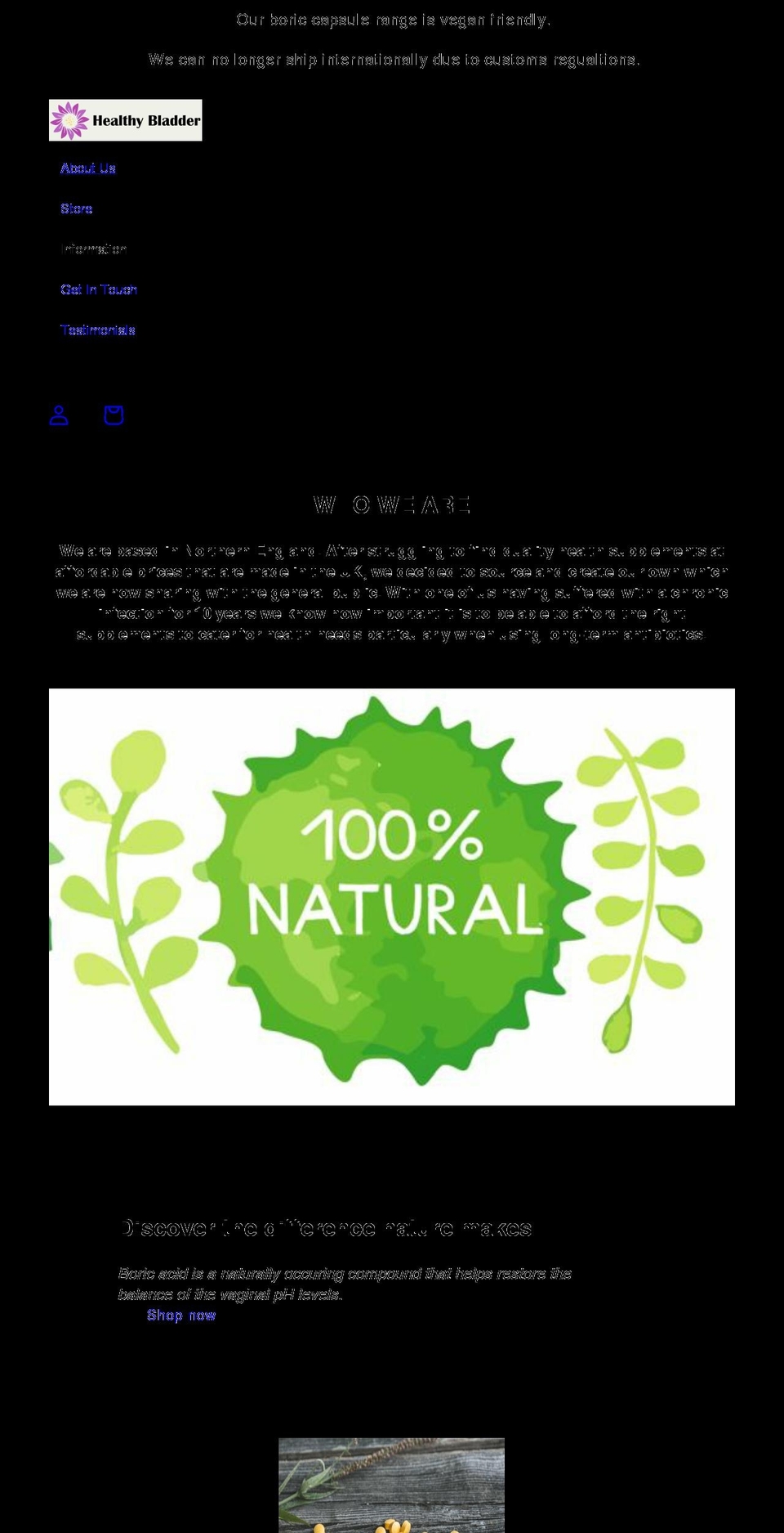 healthybladder.co.uk shopify website screenshot