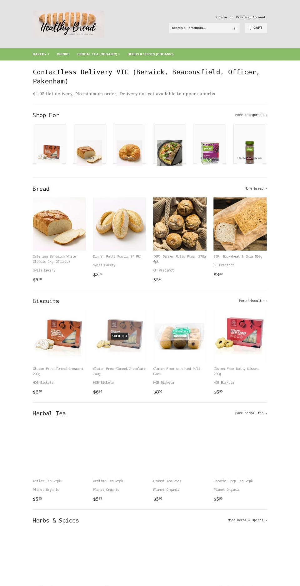 healthybread.com.au shopify website screenshot