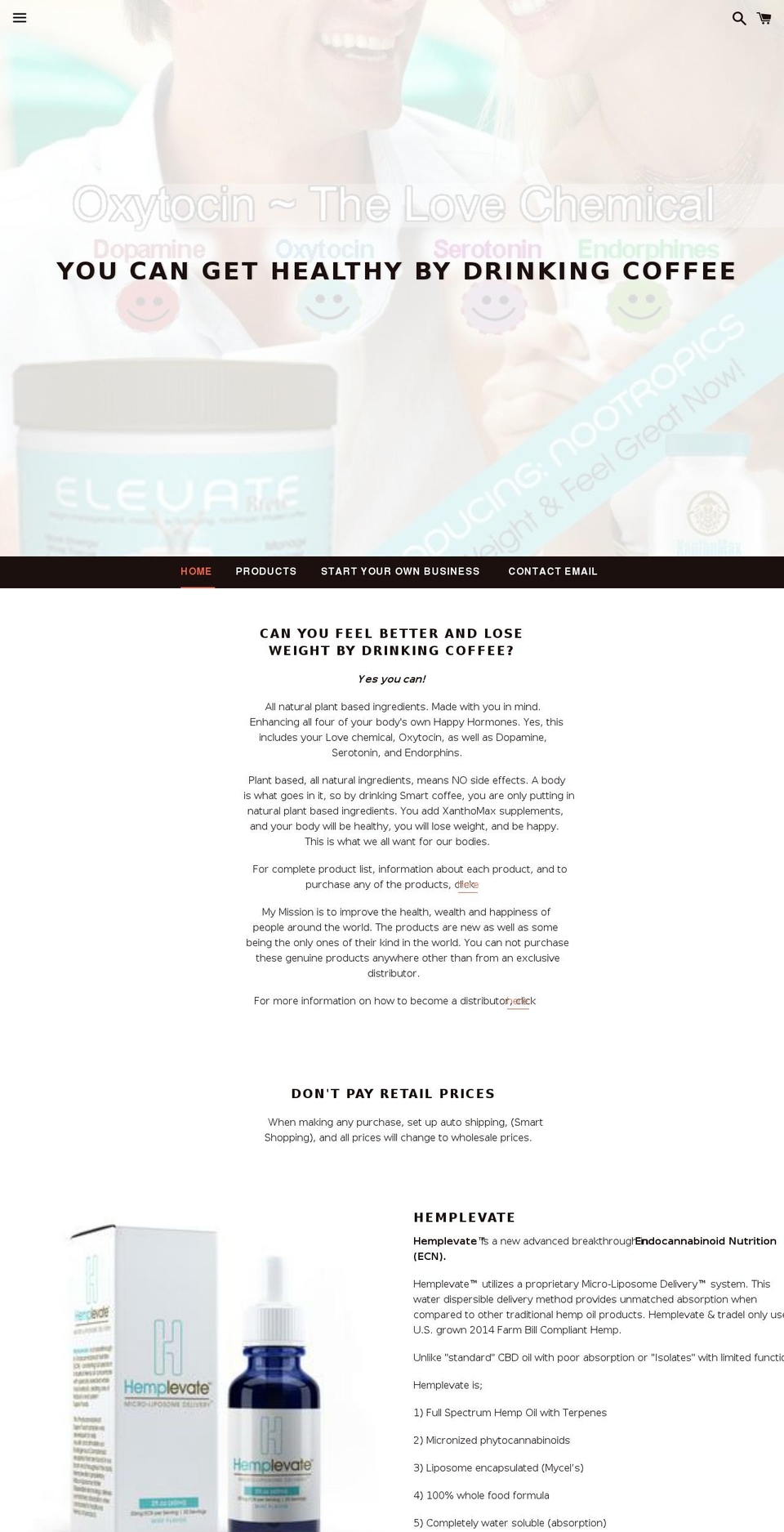 healthybycoffee.com — Shopify storefront screenshot