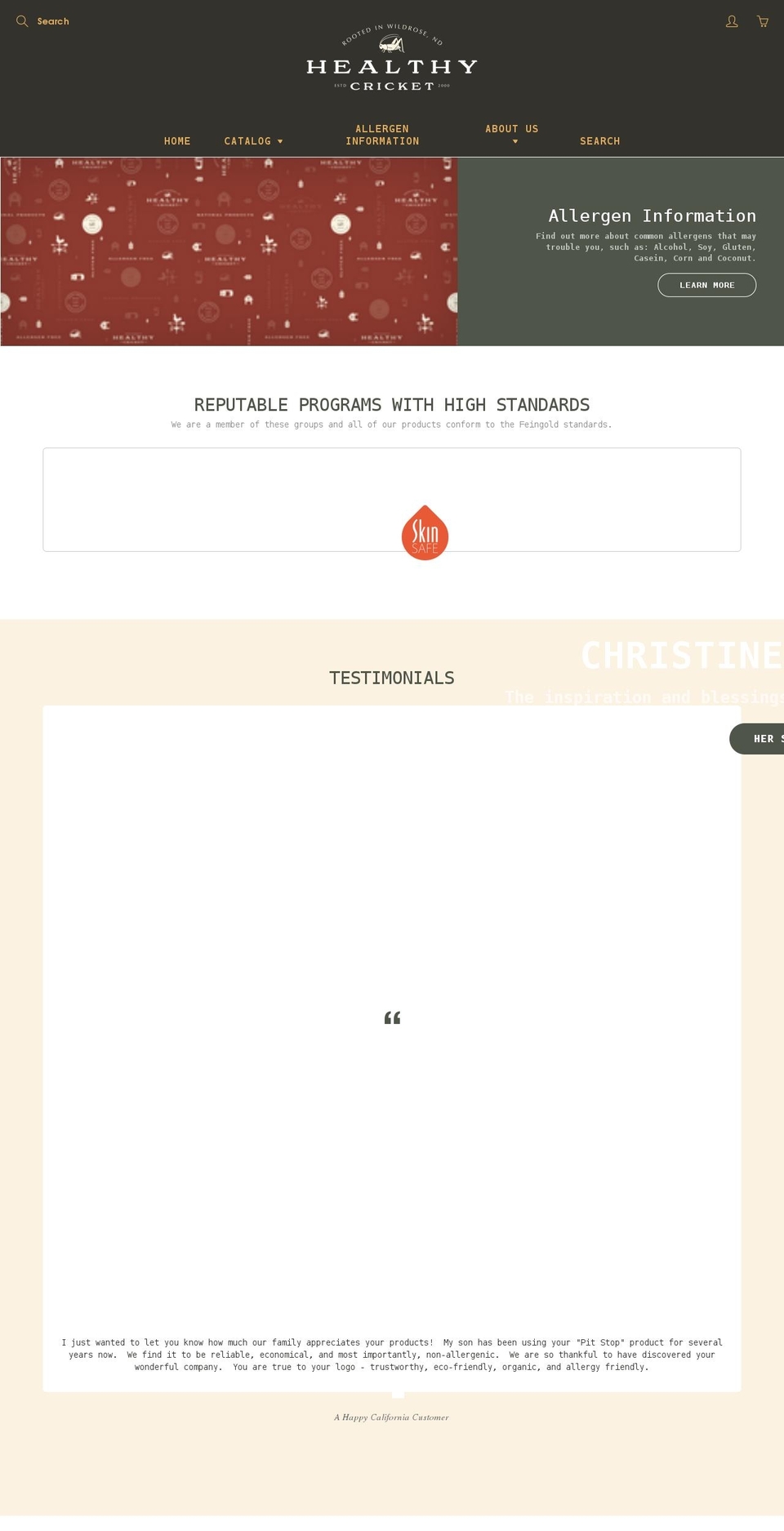 healthycricket.com shopify website screenshot