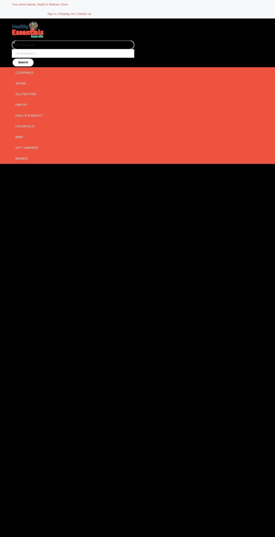 healthyessentialsaustralia.com.au shopify website screenshot