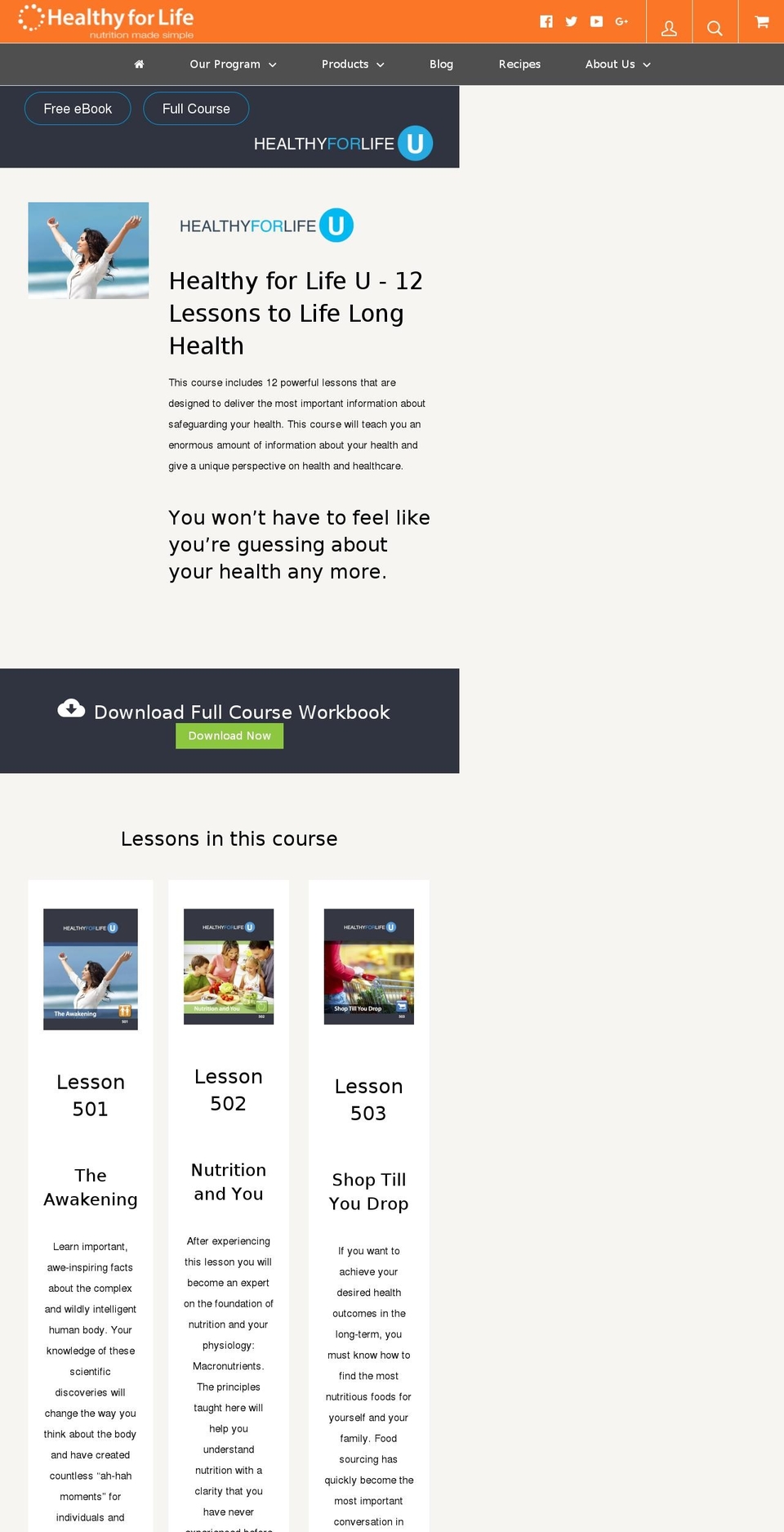healthyforlifeuniversity.com — Shopify storefront screenshot