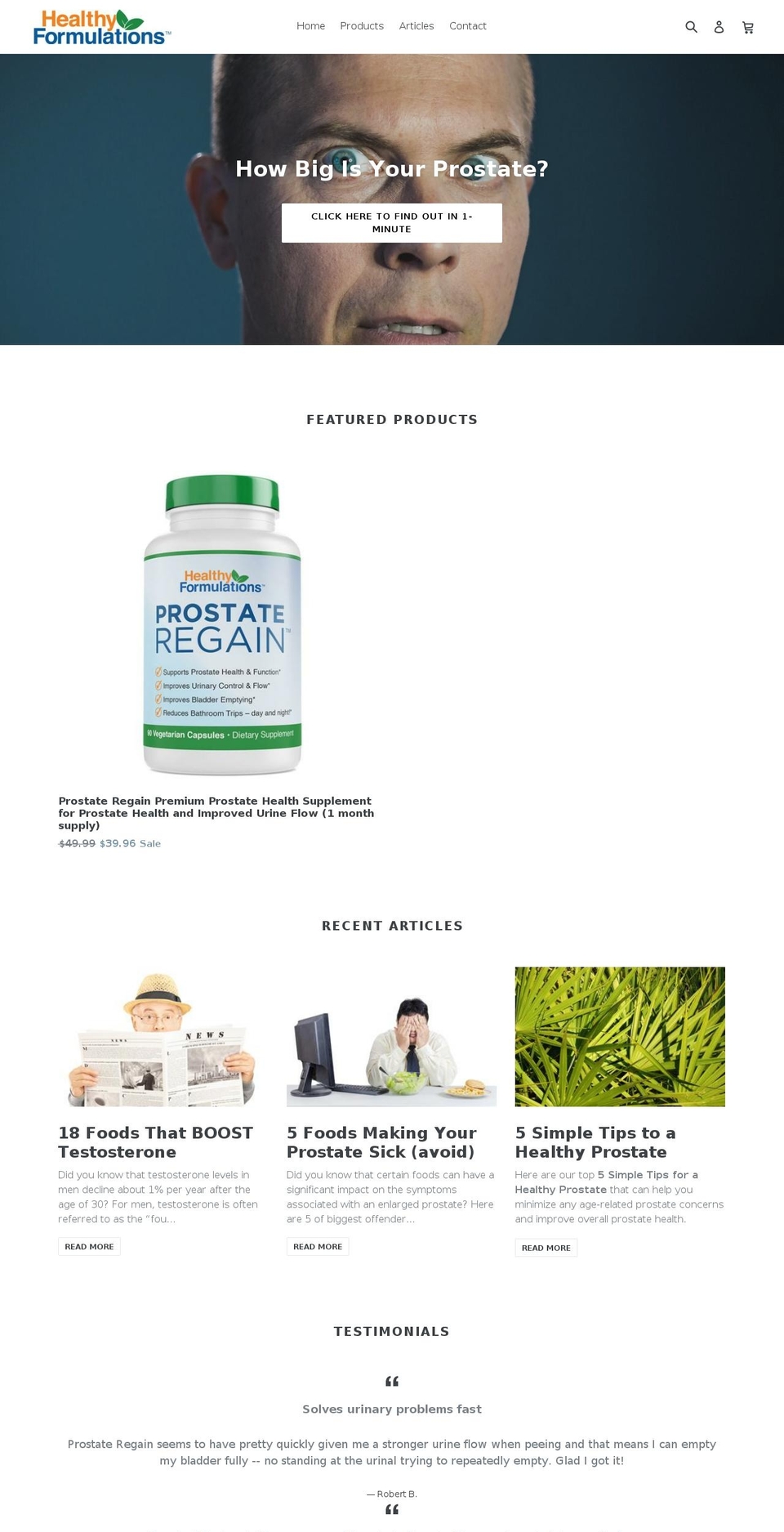 healthyformulations.com shopify website screenshot