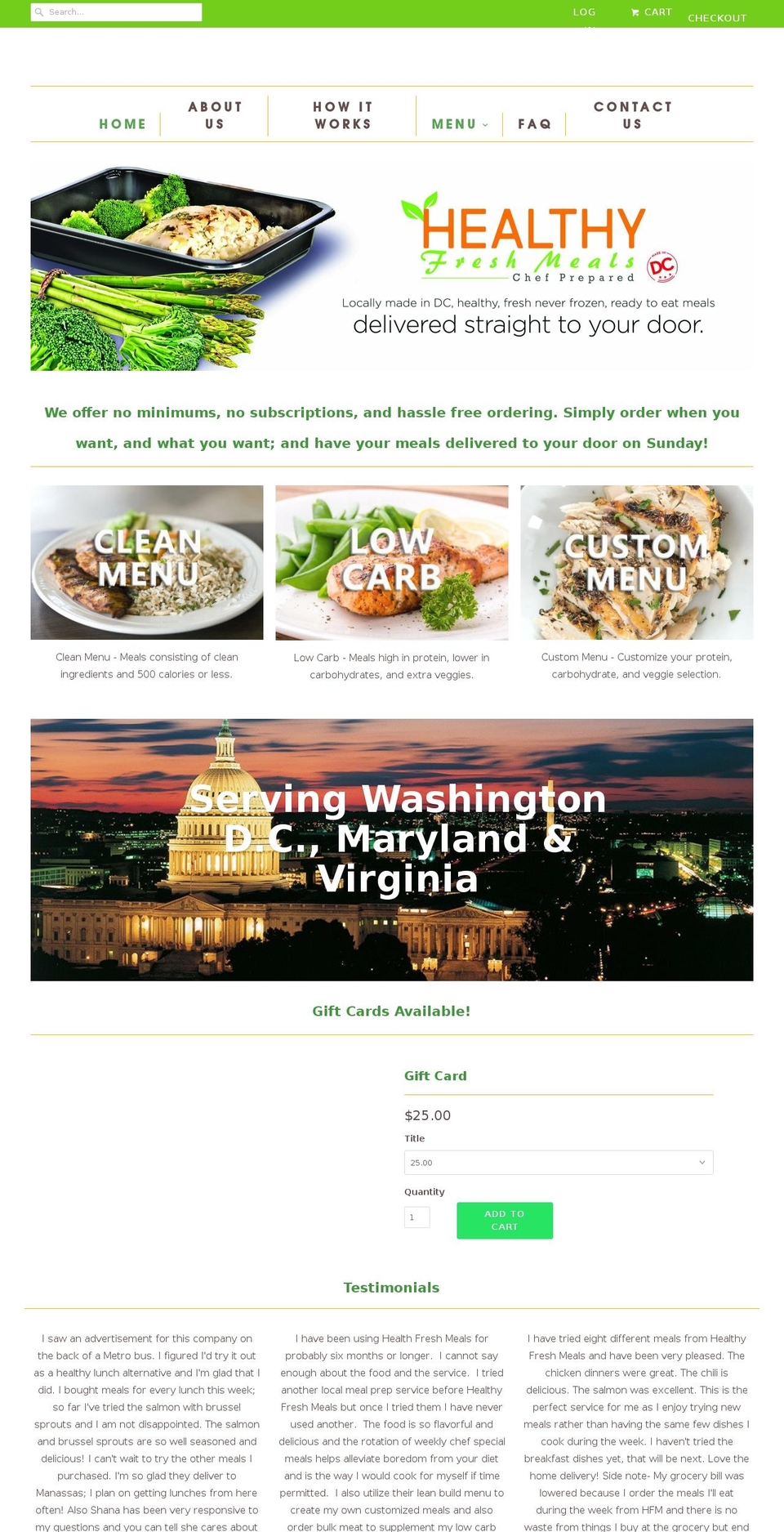 healthyfreshmeals.com shopify website screenshot