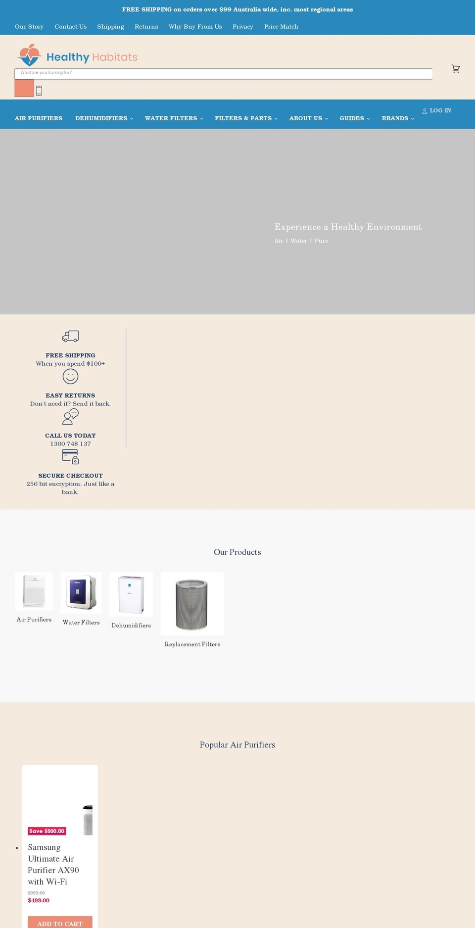 healthyhabitats.com.au shopify website screenshot