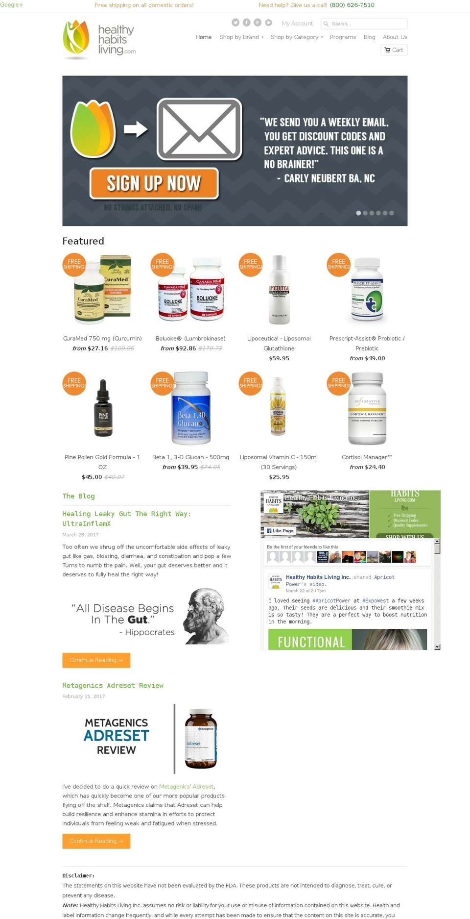 Wokiee Shopify theme site example healthyhabitsliving.com