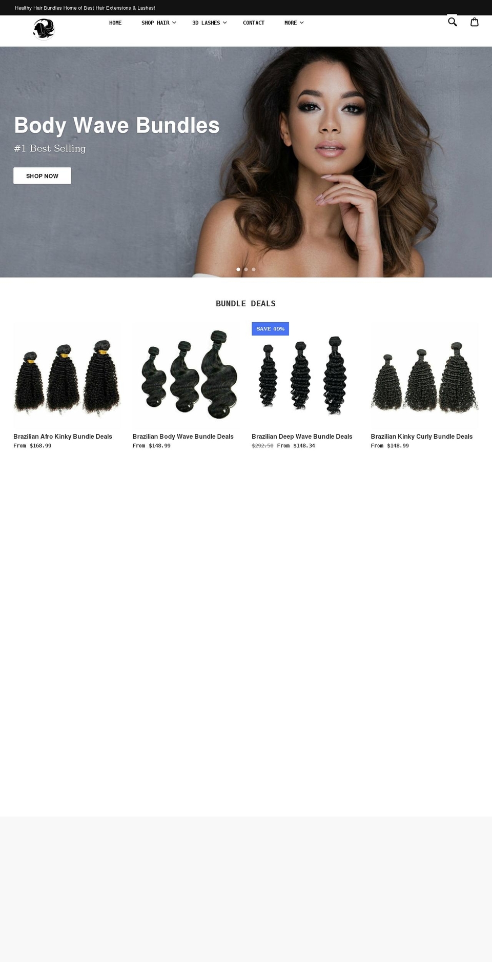 Pop shop theme Shopify theme site example healthyhairbundles.com