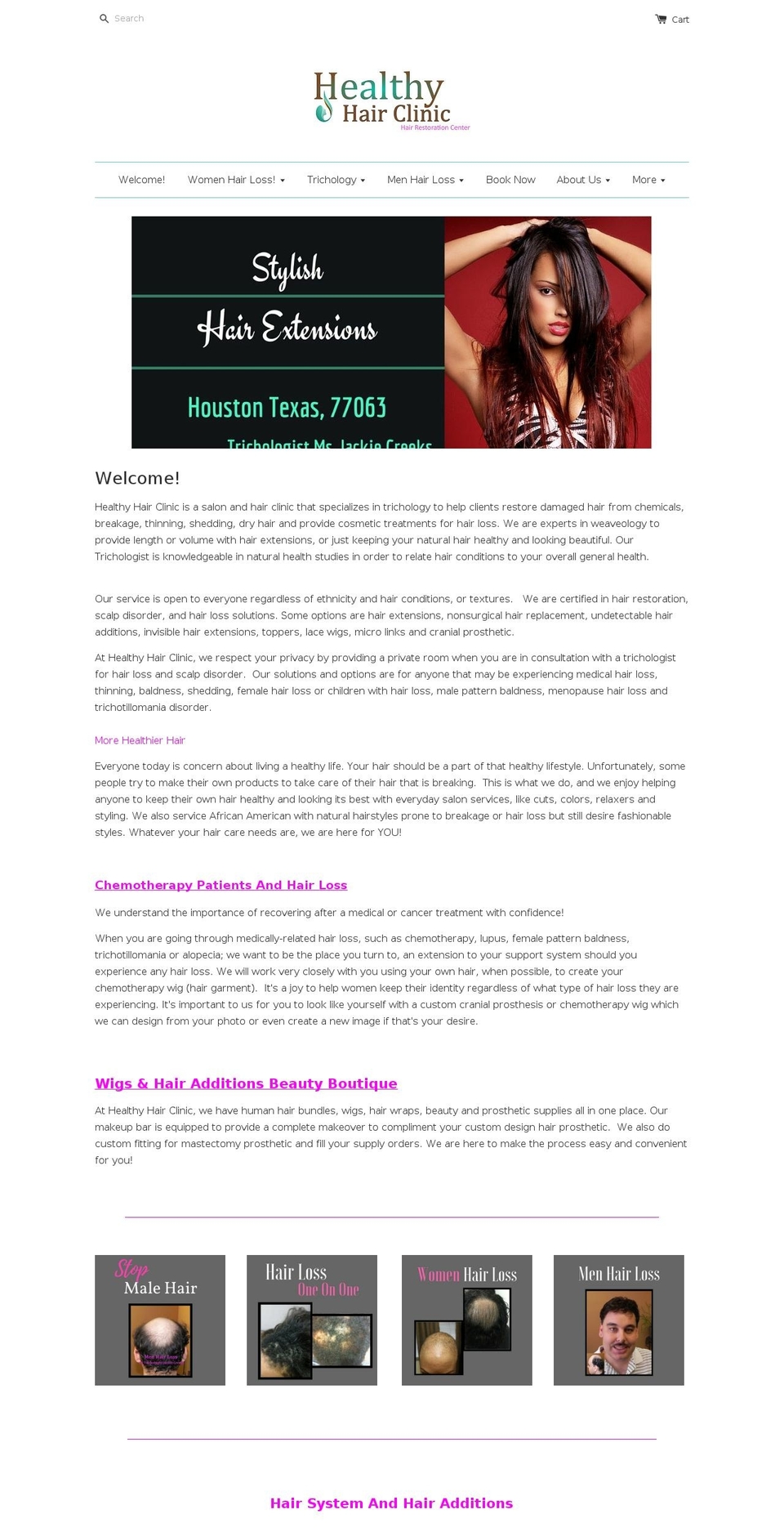 healthyhairhouston.com shopify website screenshot