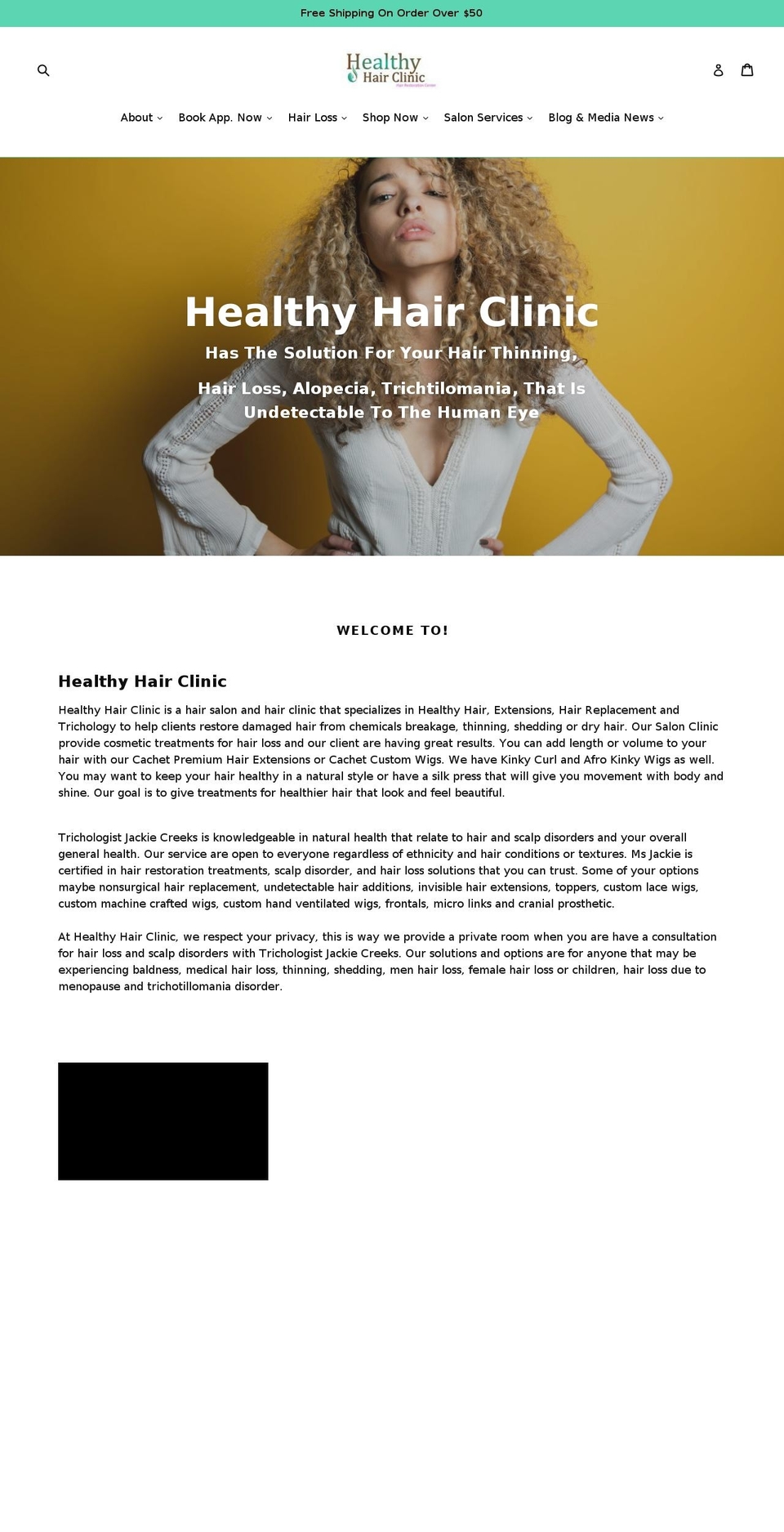 healthyhairsalon.com — Shopify storefront screenshot