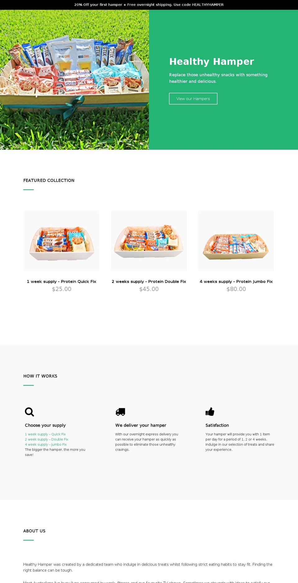 healthyhamper.com.au shopify website screenshot