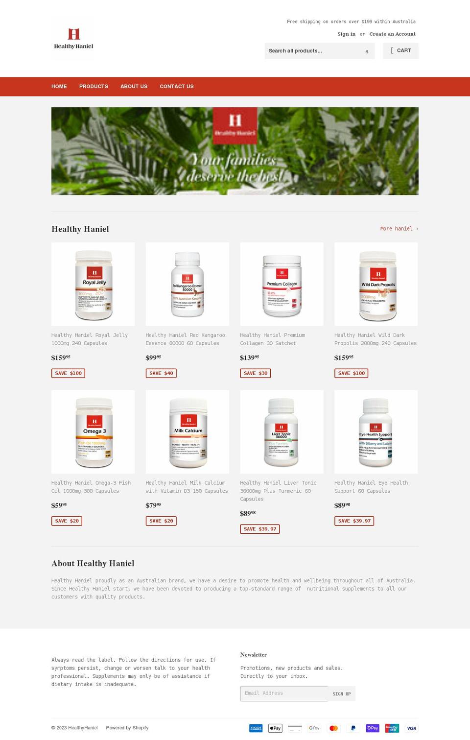 healthyhaniel.com shopify website screenshot