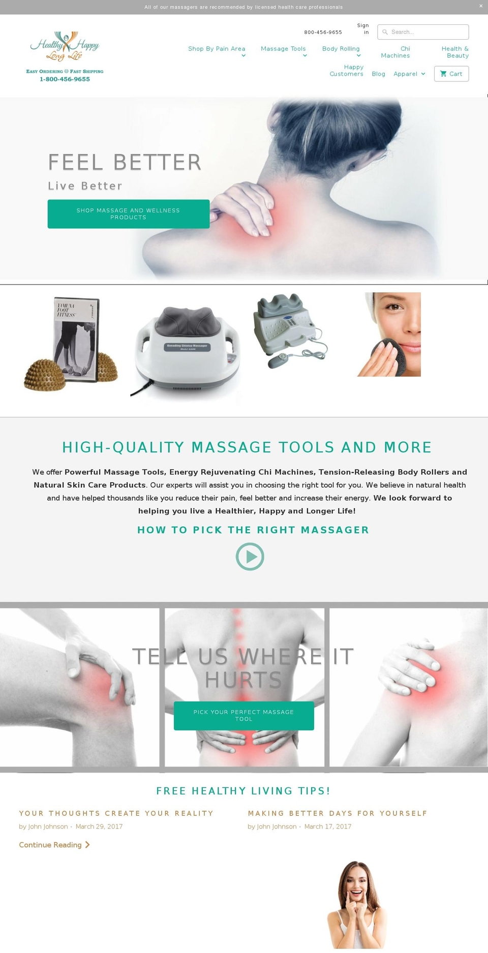 healthyhappylonglife.com shopify website screenshot