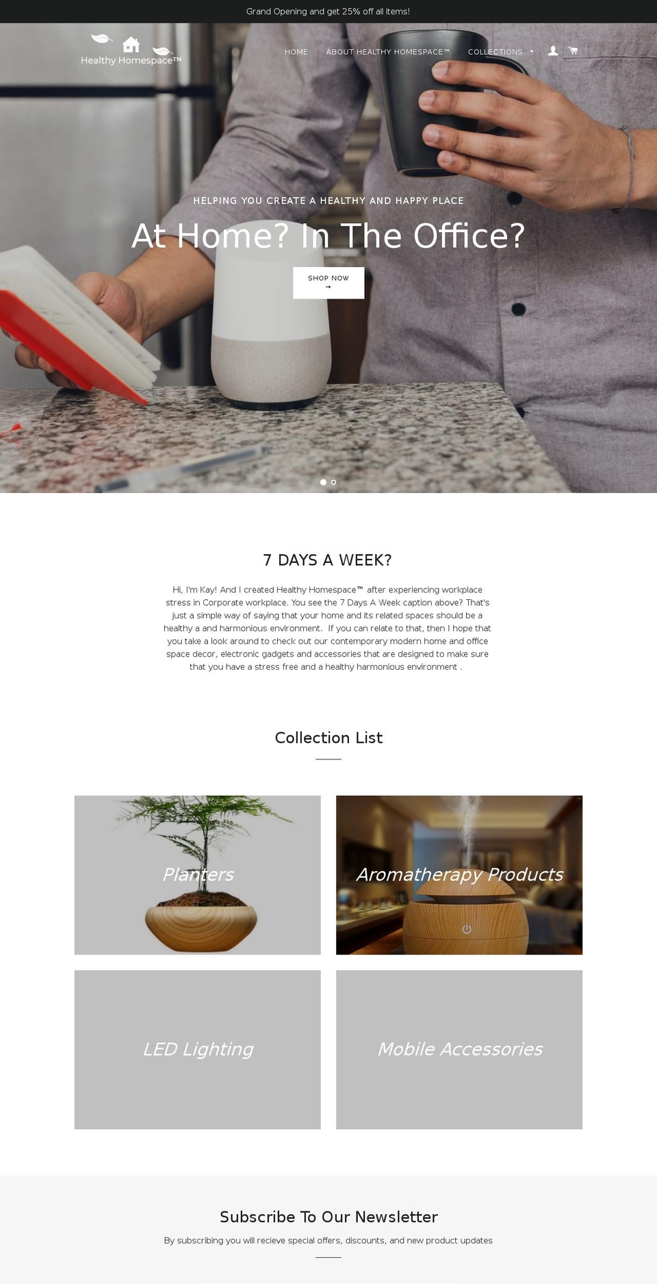 healthyhomespace.com — Shopify storefront screenshot
