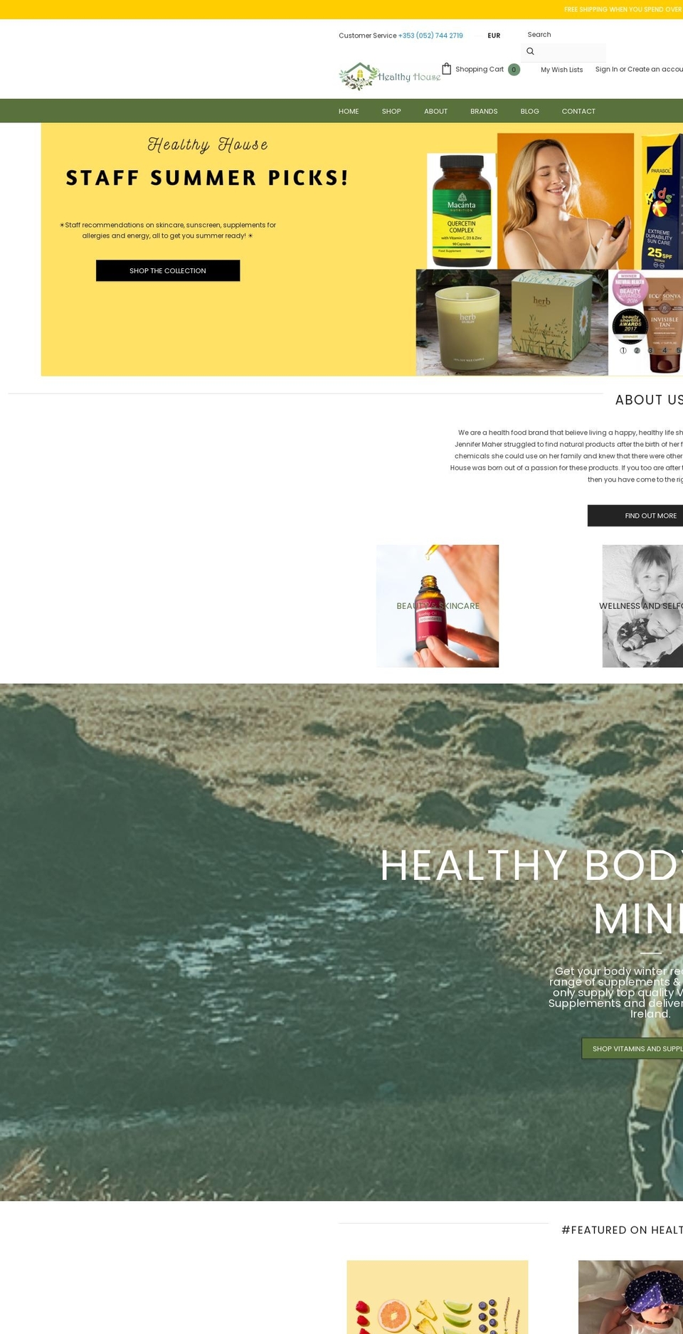 healthyhouse.ie shopify website screenshot