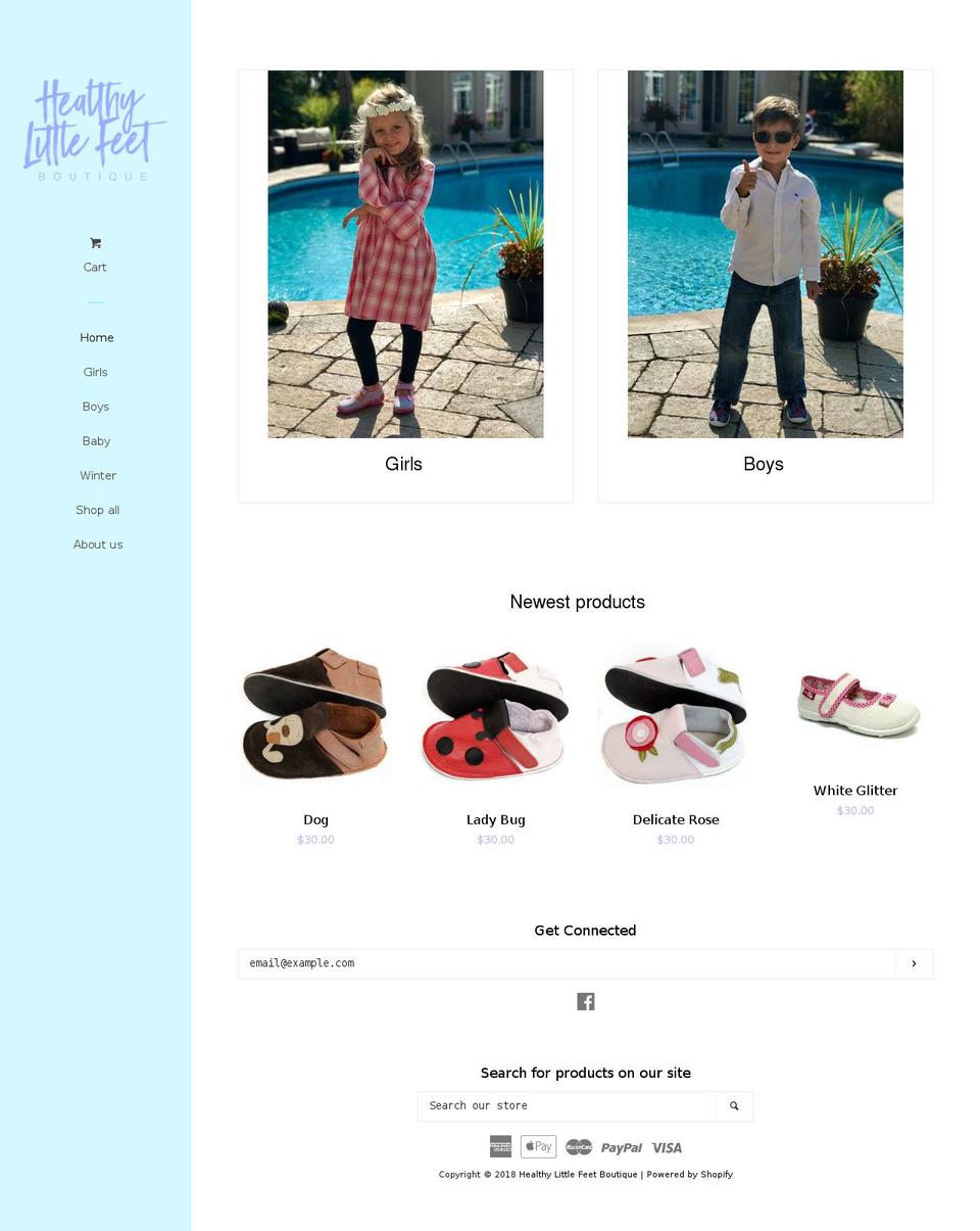 healthylittlefeetboutique.com — Shopify storefront screenshot