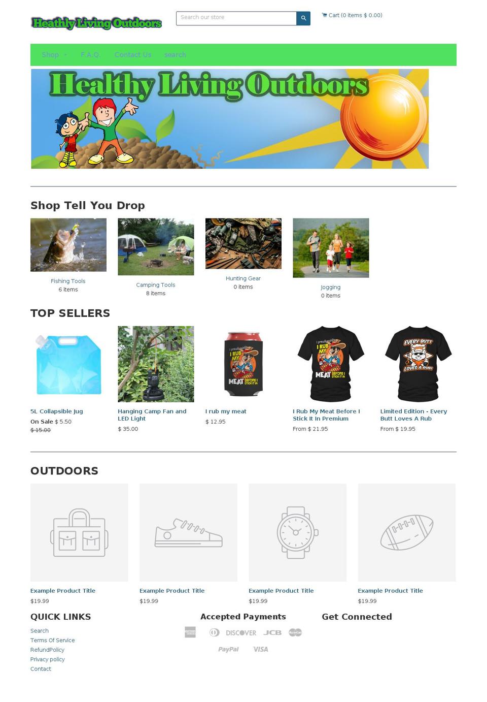 healthylivingoutdoors.com shopify website screenshot