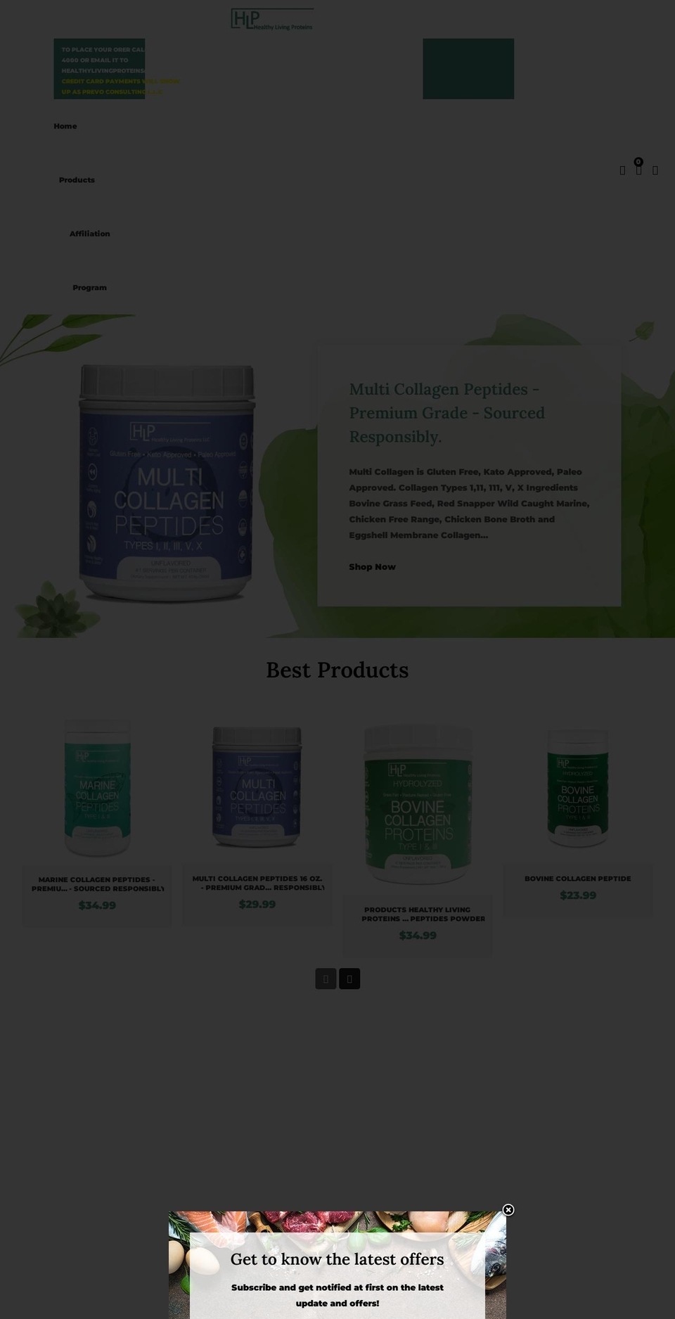 healthylivingproteins.com shopify website screenshot