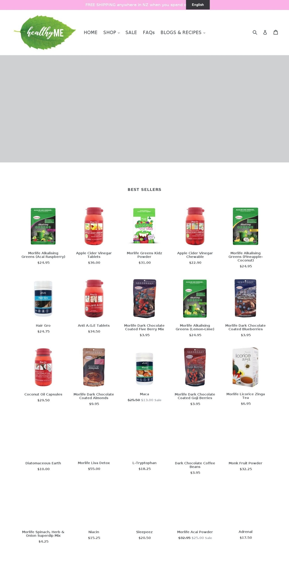 healthyme.co.nz shopify website screenshot