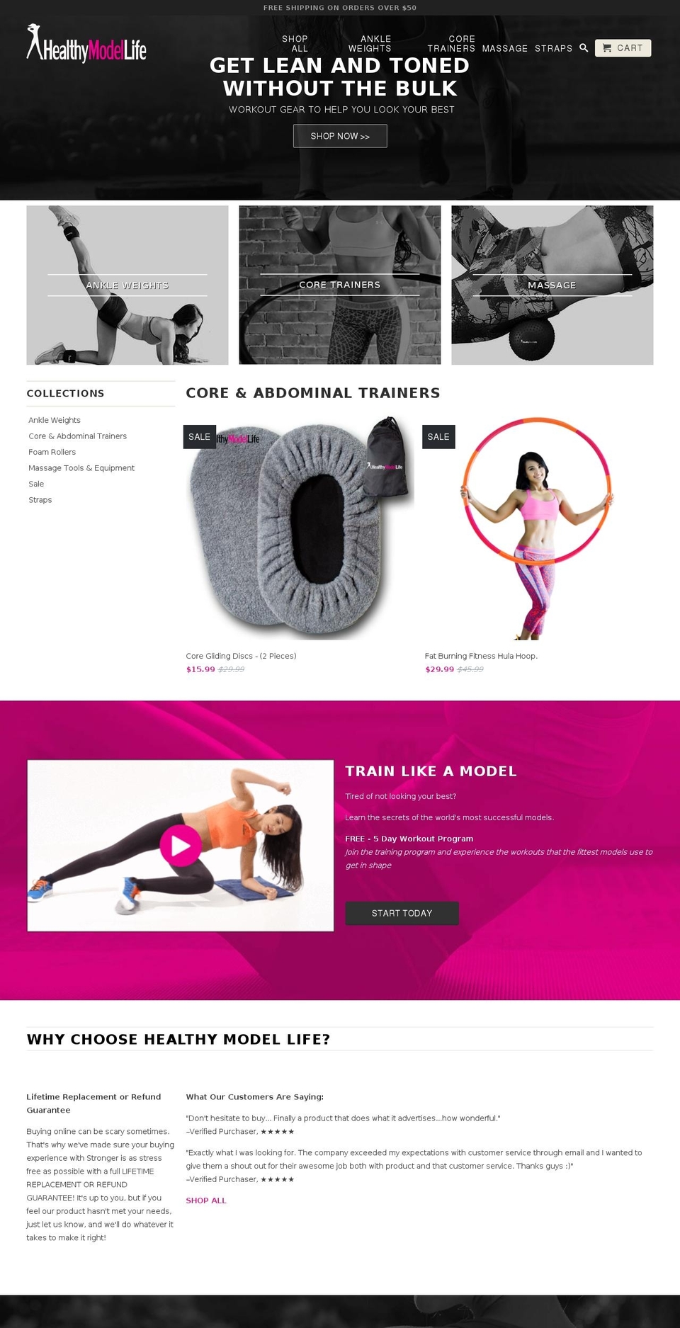 healthymodellife.com — Shopify storefront screenshot