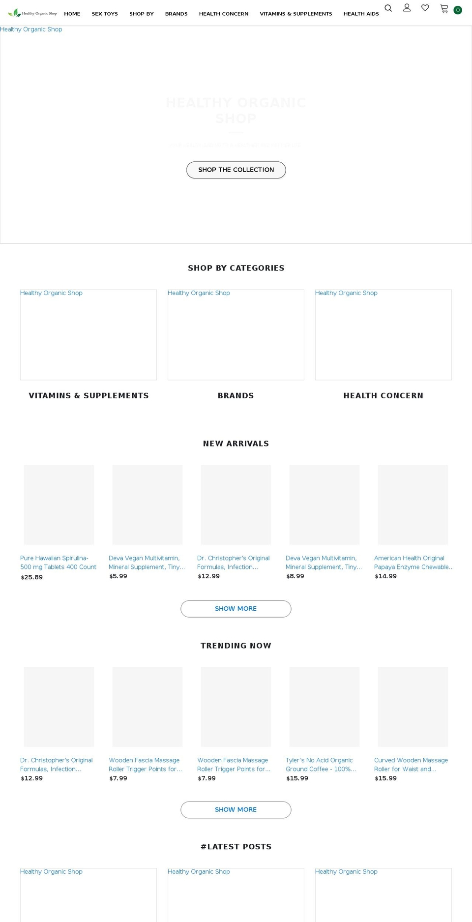 healthyorganicshop.com shopify website screenshot