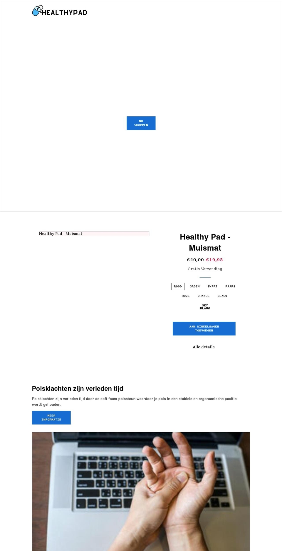 healthypad.nl shopify website screenshot