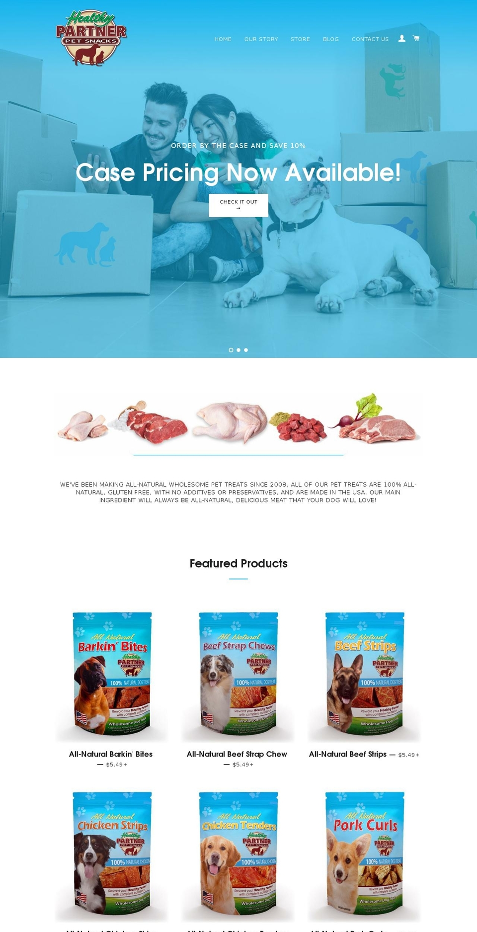 healthypartnerpetsnacks.com shopify website screenshot