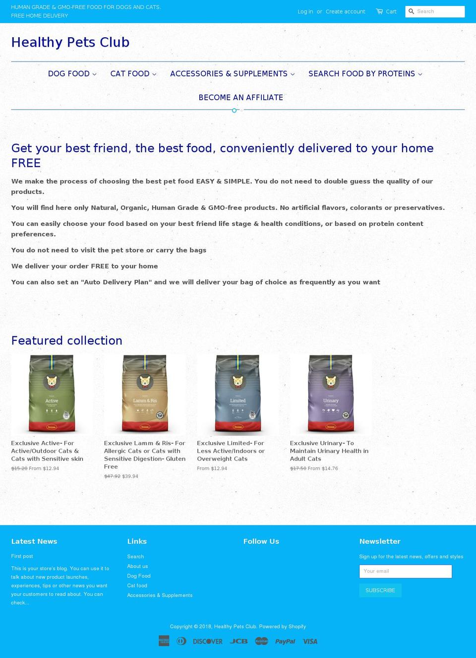 healthypetsclub.com — Shopify storefront screenshot