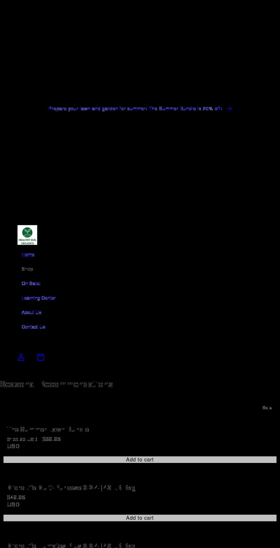 healthysoilorganics.com shopify website screenshot