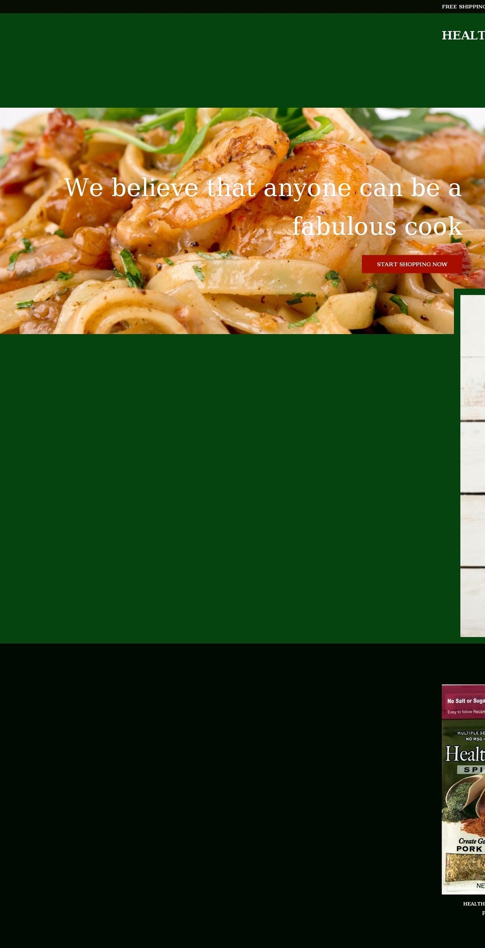 healthysolutionsspiceblends.com — Shopify storefront screenshot