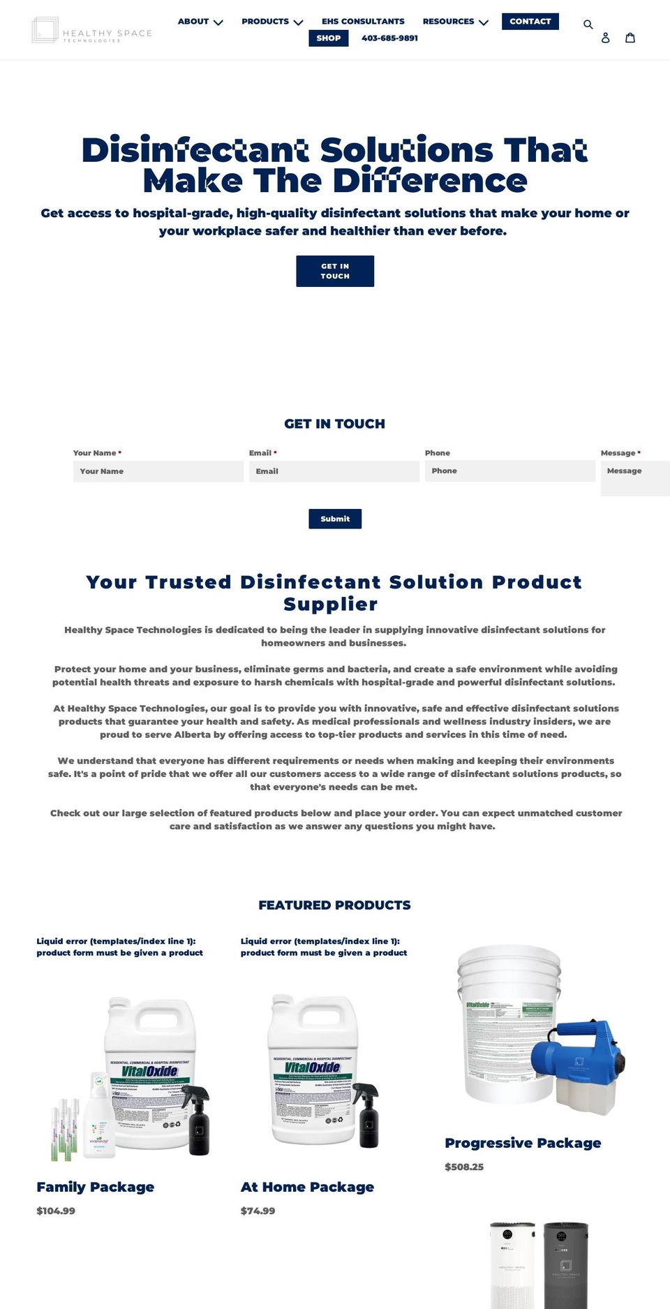 healthyspace.ca shopify website screenshot