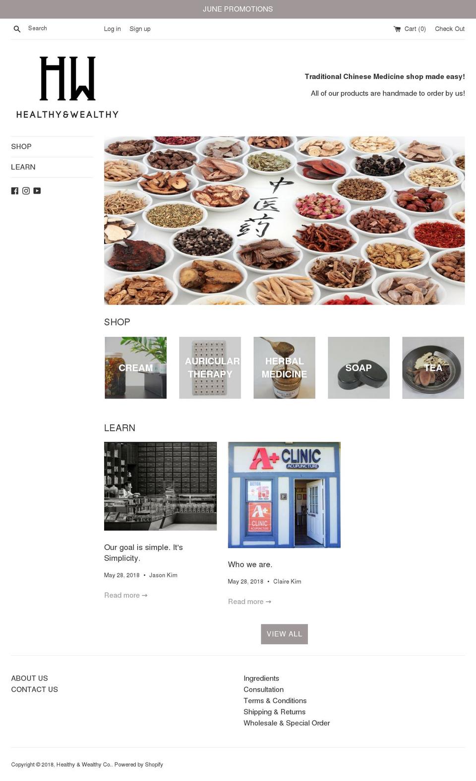 healthywealthyco.com — Shopify storefront screenshot