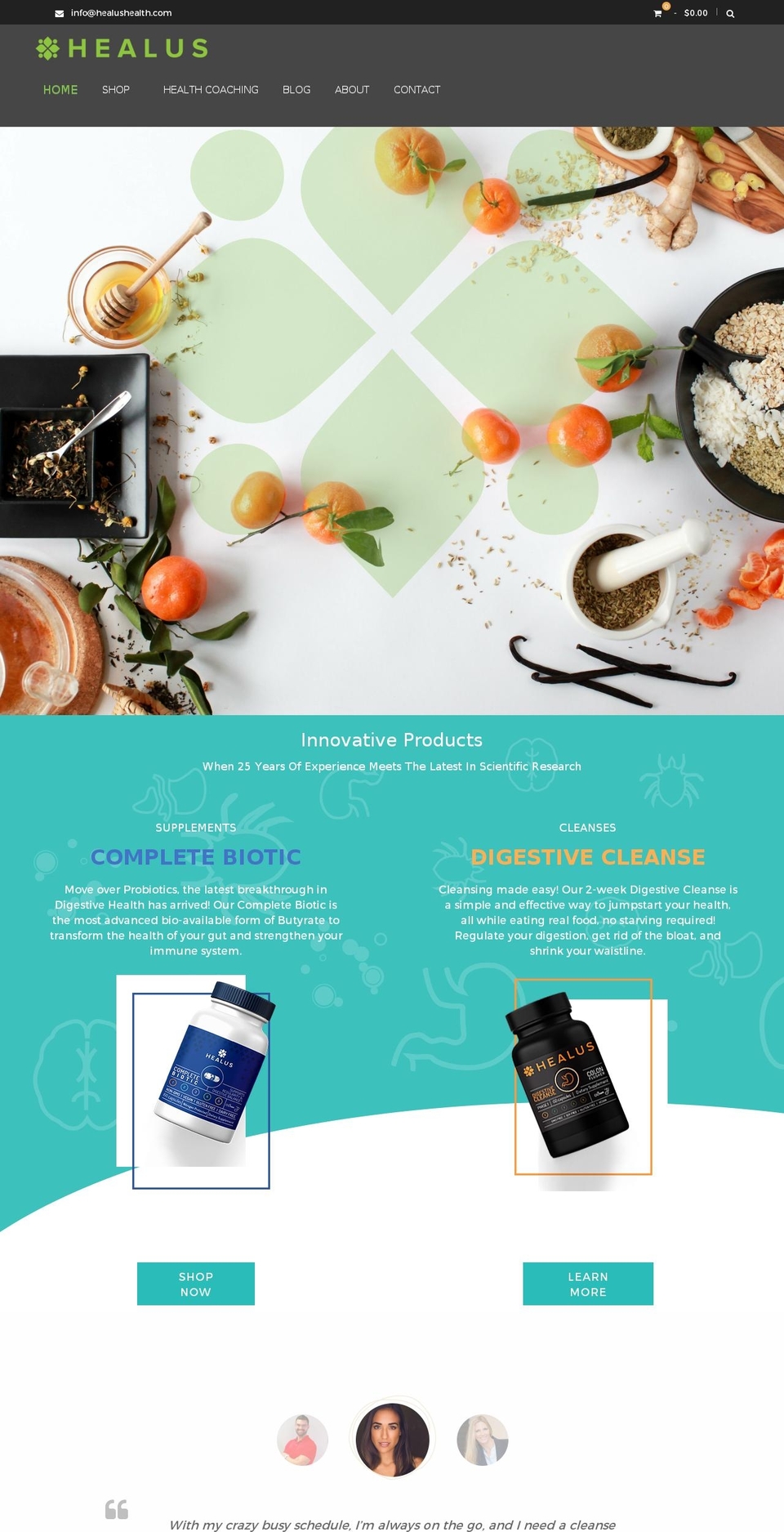 healushealth.com shopify website screenshot