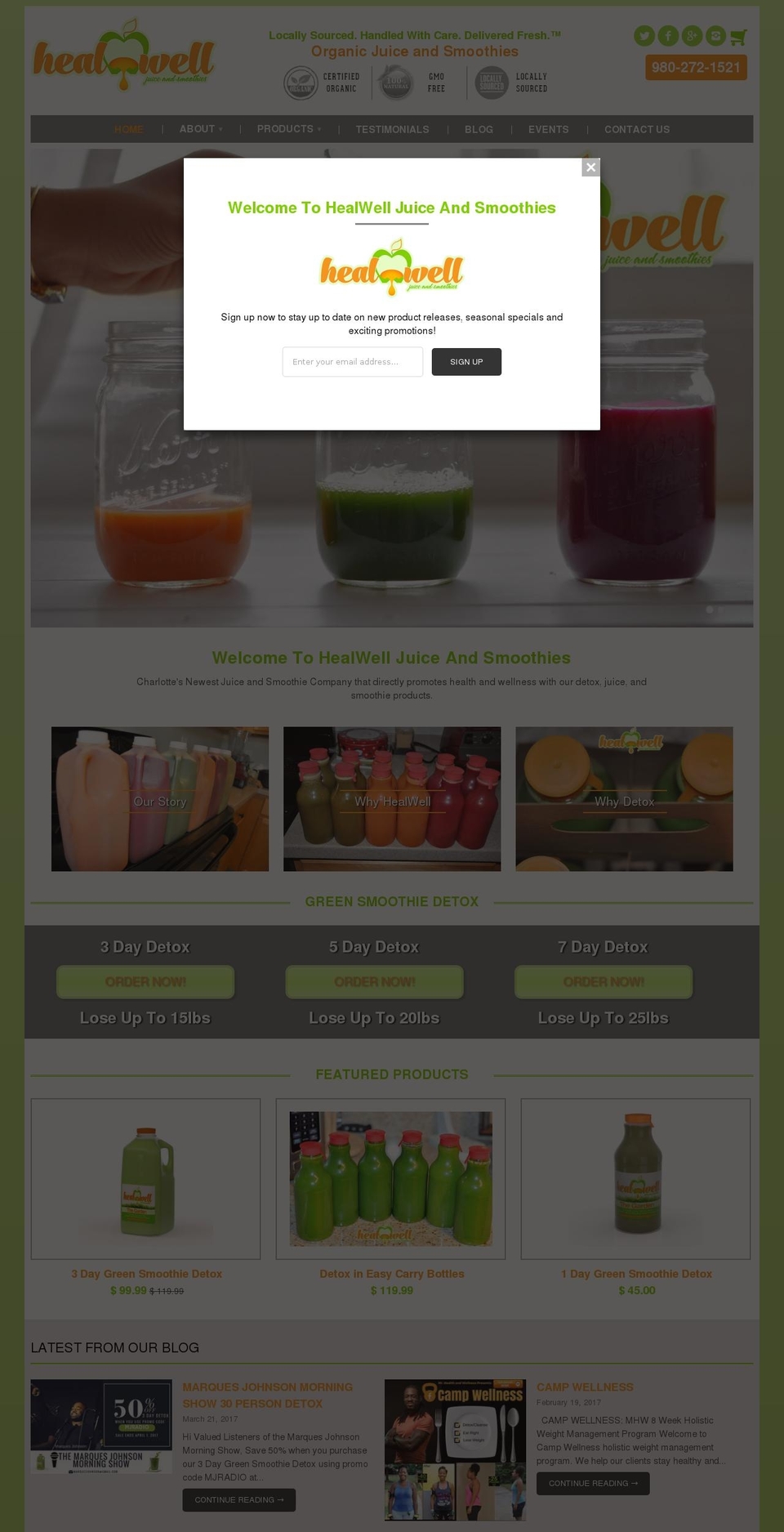 healwelljuiceandsmoothies.com shopify website screenshot