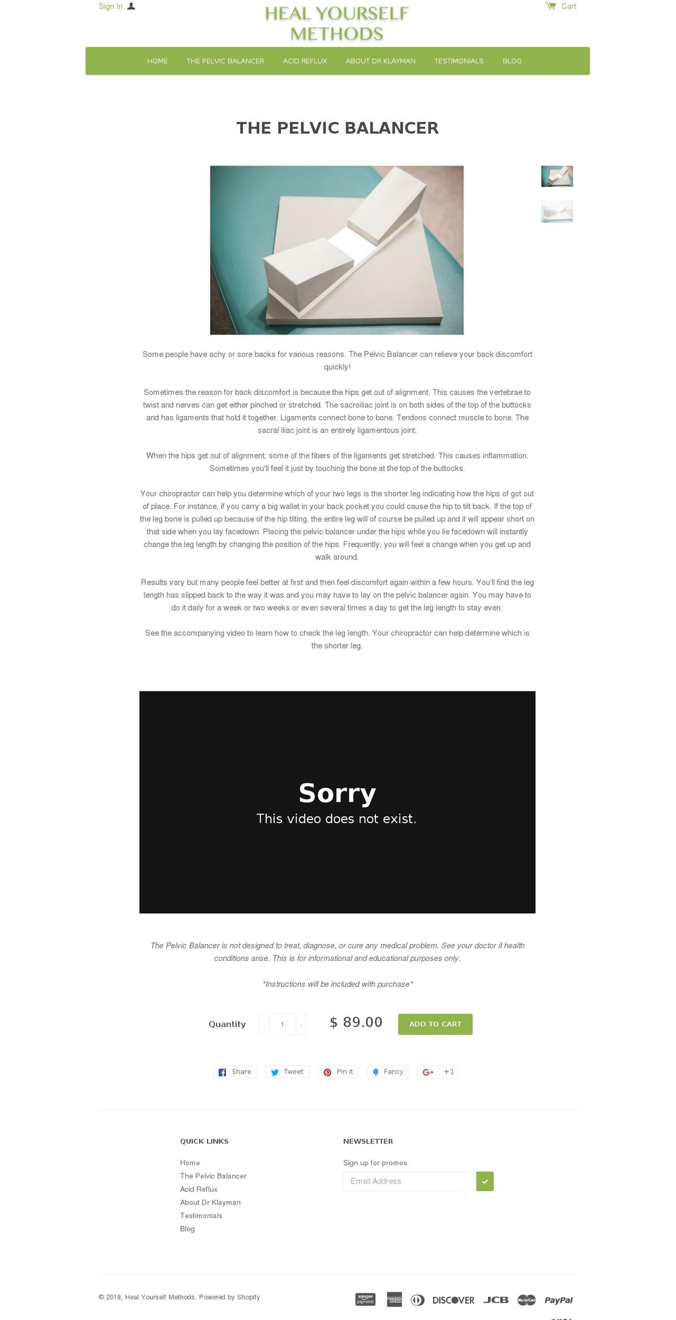 healyourselfmethods.com — Shopify storefront screenshot