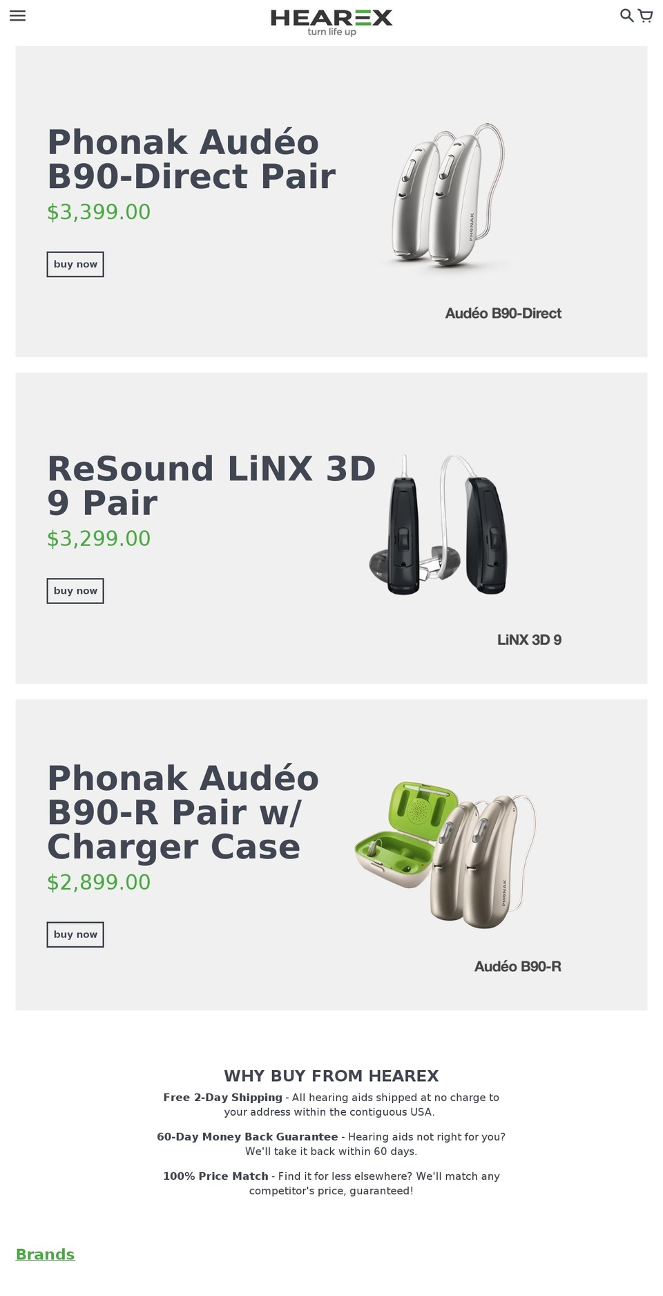hearex.com shopify website screenshot