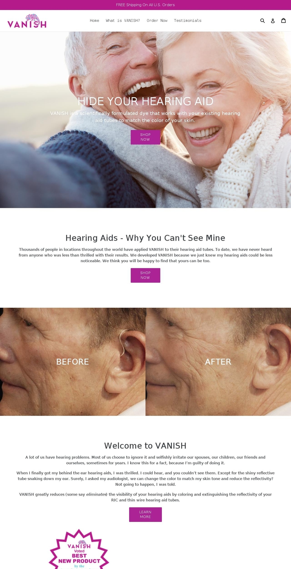 v1-5madwiresectionstheme Shopify theme site example hearingaidsvanish.com