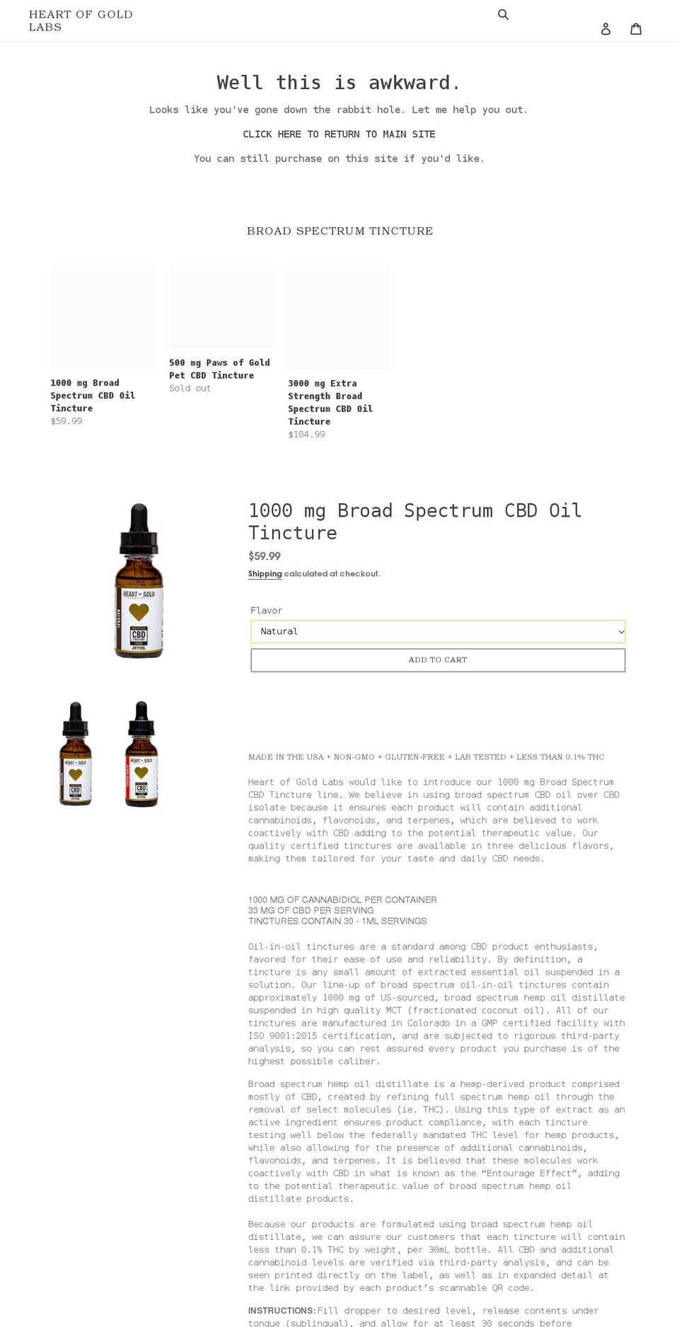 heart-of-gold-labs.myshopify.com shopify website screenshot
