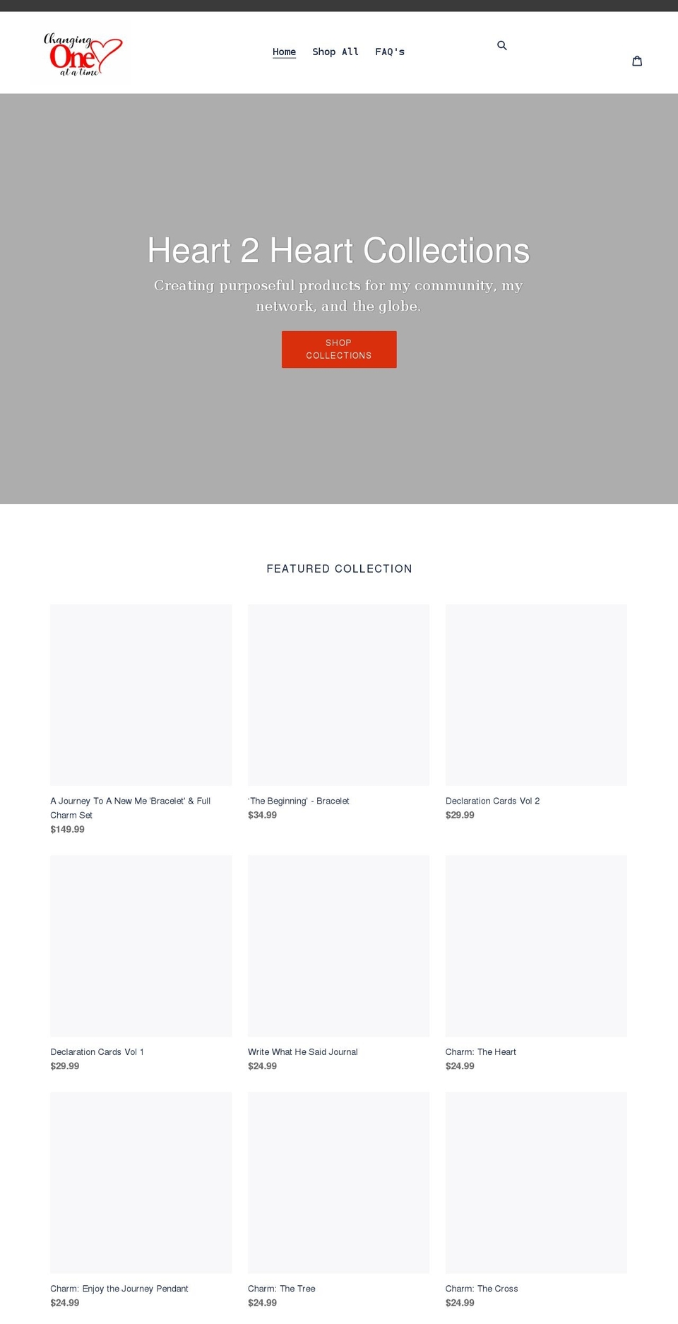 heart2heartcollections.com shopify website screenshot