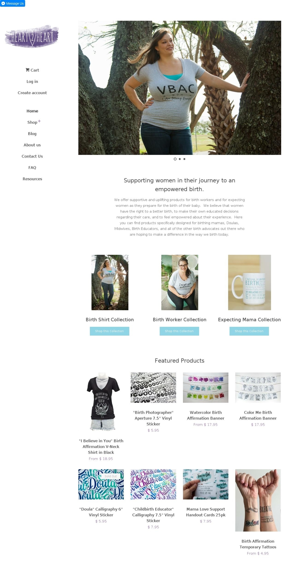 heart2heartstore.com shopify website screenshot