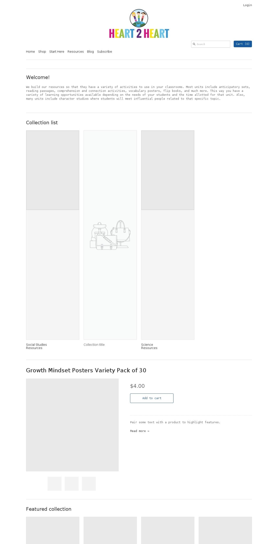heart2heartteaching.com shopify website screenshot