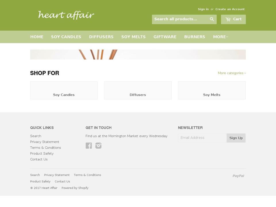 heartaffair.com.au shopify website screenshot